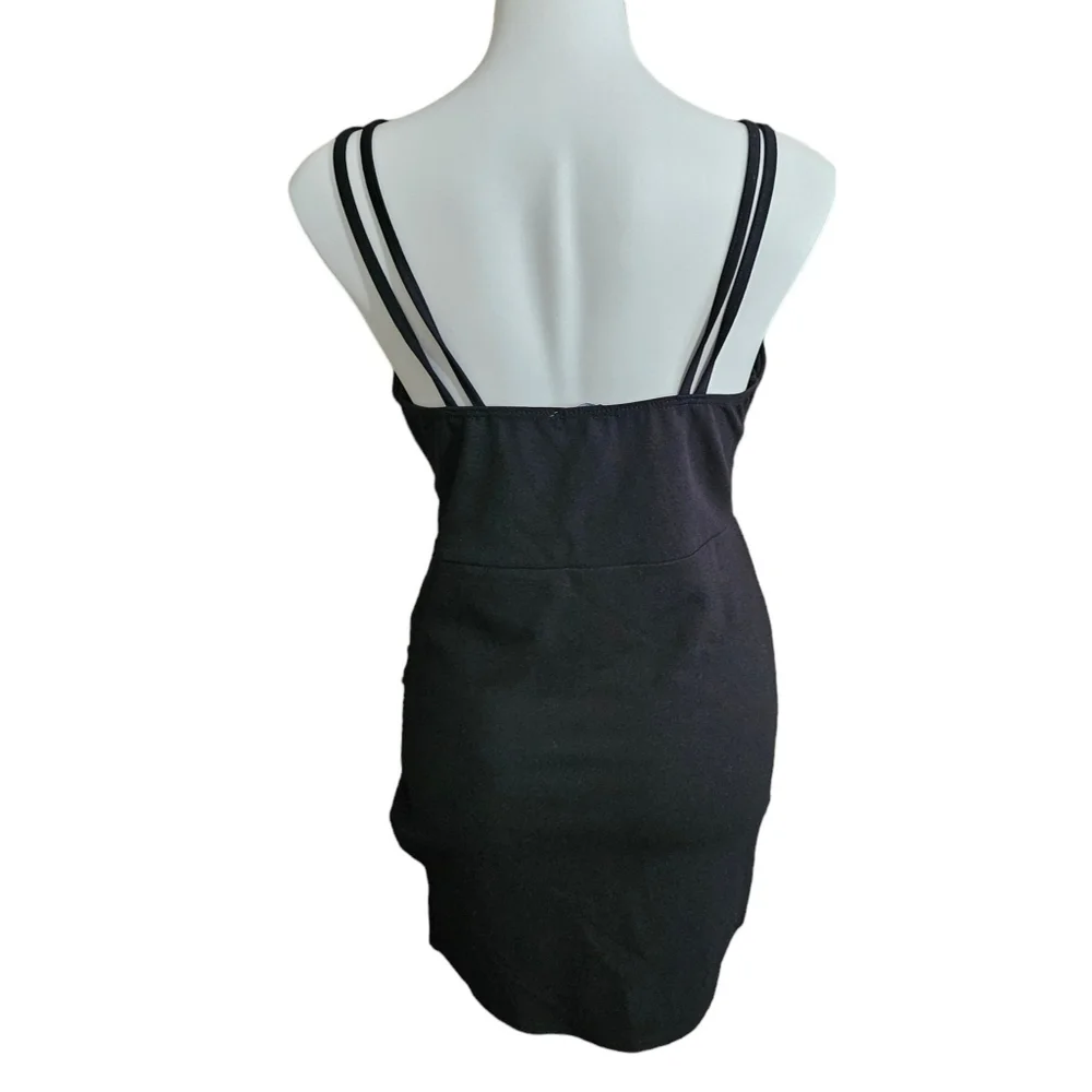 Boohoo Strappy Wrap Skirt Micro Mini dress Black Size 10 - Picture 7 of 13